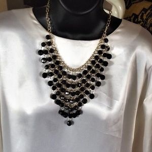 Hana Bib necklace set Black/Gold